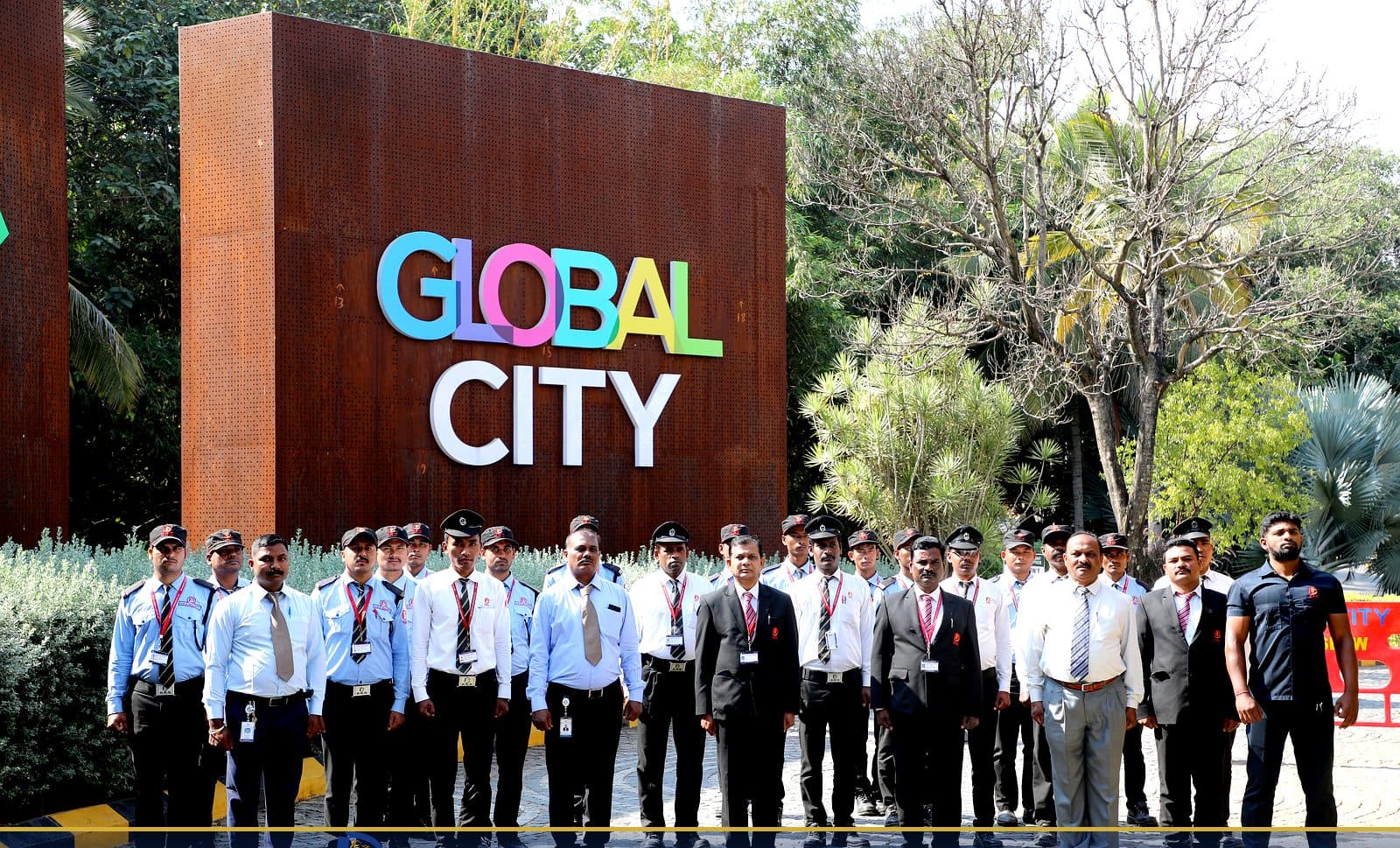 Sajag leadership with a client team at a Bengaluru site