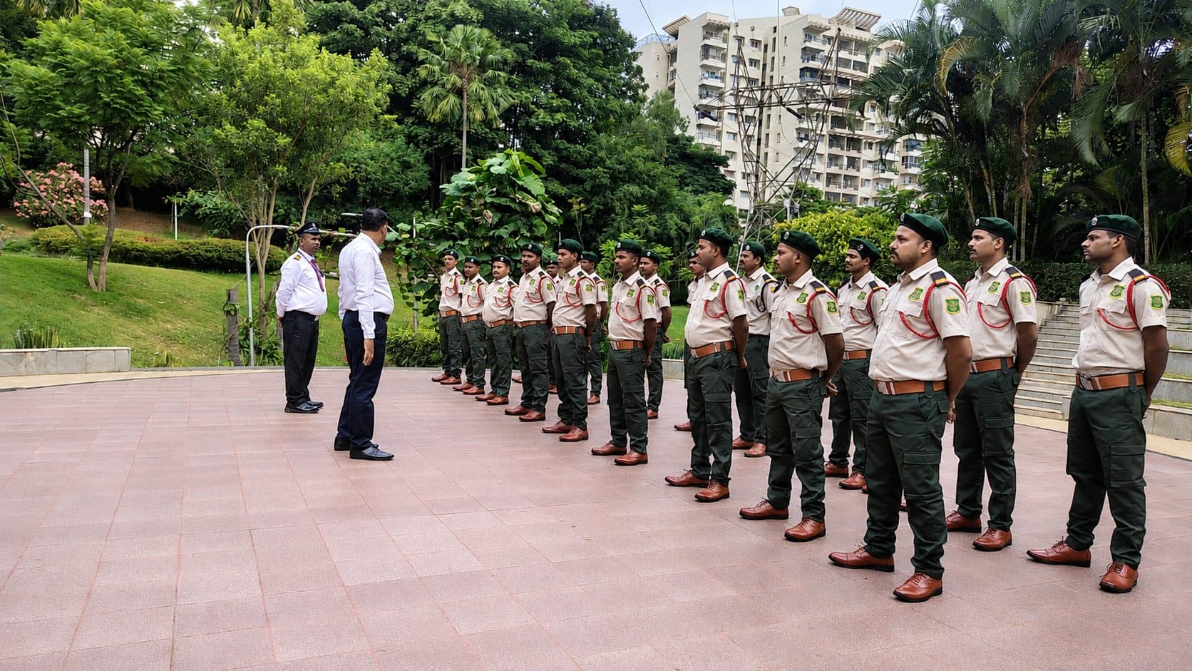 Sajag security personnel at a training and briefing session